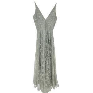 Dress the Population Floral Lace Sleeveless Sage Ball Princess Floor Length Gown